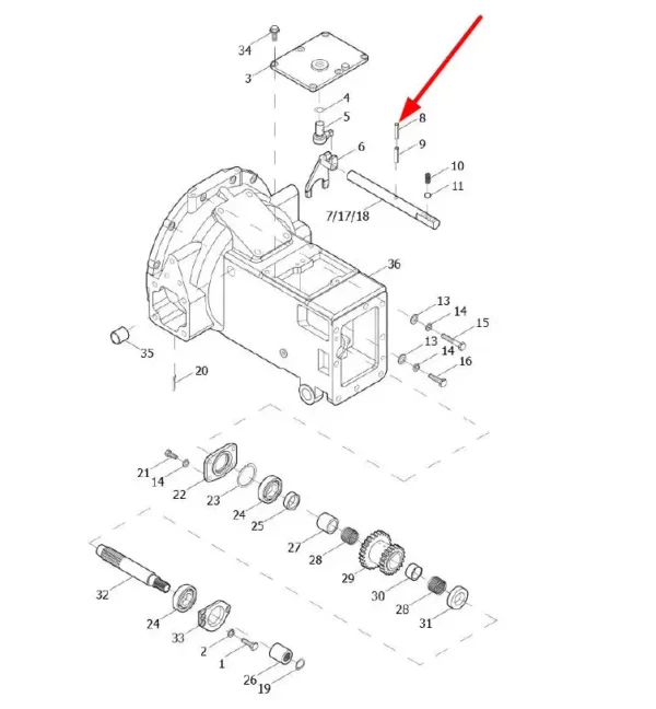 Oryginalny kołek sprężysty o wymiarach 3 x 24 mm i numerze katalogowym GBT879.1-3X24, stosowany w ciągnikach rolniczych marek Arbos oraz Lovol.-schemat