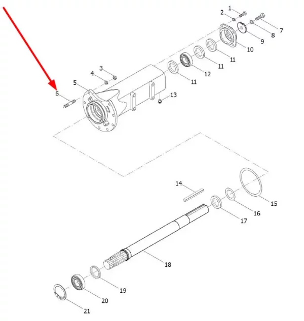 Oryginalna śruba dwustronna o wymiarach M12 x 1.5 x 35 mm i numerze katalogowym GBT899-AM12-M12X1.25X35-10.9-A3L, stosowana w ciągnikach rolniczych marek Arbos oraz Lovol.-schemat