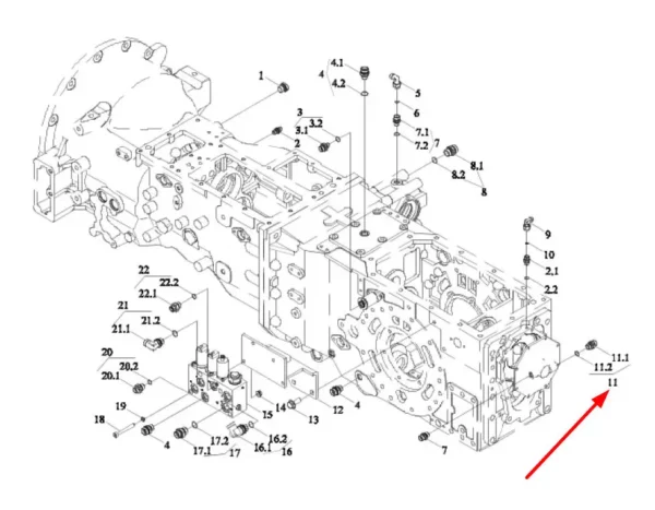 Oryginalna złączka hydrauliczna prosta o wymiarach M18/M16 x 1.5 i długości 31.1 mm, o numerze katalogowym GV04701010039, stosowany w ciągnikach rolniczych marki Arbos.-schemat