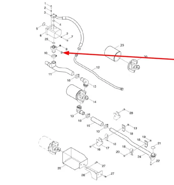 Oryginalne złącze przewodu do pompy hydraulicznej, o numerze katalogowym TB1S581010012K, stosowane w ciągnikach rolniczych marki Arbos.-schemat