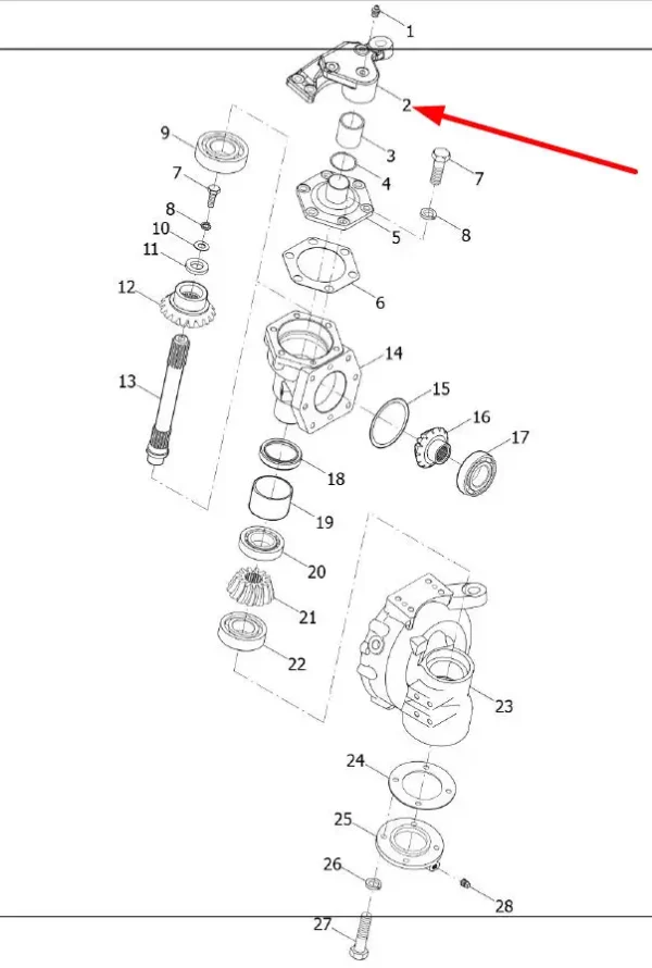 Oryginalny lewy wspornik kolumny kierownicy o numerze katalogowym TL02311010055, stosowany w ciągnikach rolniczych marek Arbos oraz Lovol schemat.