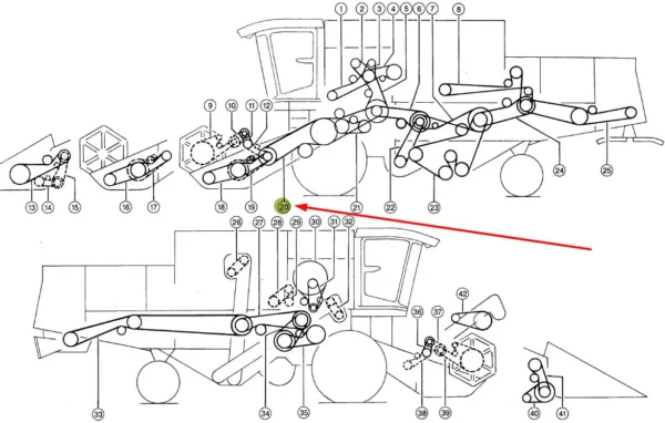 Oryginalny pasek klinowy klasyczny C x 6880 li, o numerze katalogowym 644368.0, stosowany w kombajnach zbożowych marki Claas.-schemat