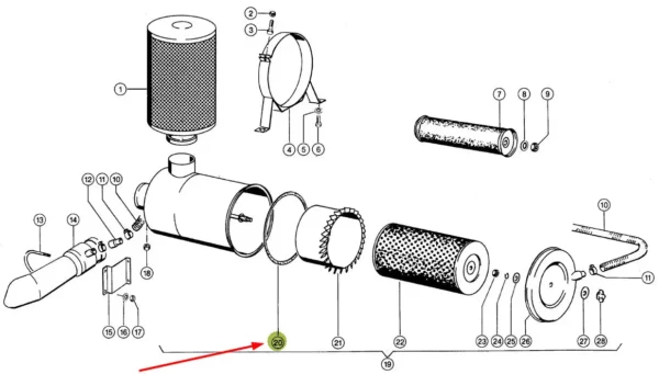 Oryginalny pierścień uszczelniający filtra powietrza o numerze katalogowym 679749.0, stosowany w kombajnach zbożowych marki Claas schemat.