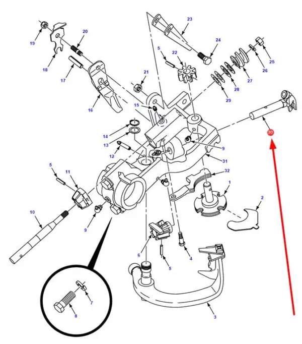 Oryginalny palec supłacza, o numerze katalogowym 700741640, stosowany w prasach marek Massey Ferguson, Fendt oraz Challenger.-schemat