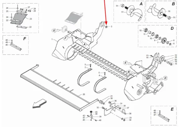 Oryginalna podkładka dystansowa o wymiarach 45.8 x 69.6 x 6.1 mm i numerze katalogowym B01300003R, stosowana w prasach marki Maschio Gaspardo.-schemat