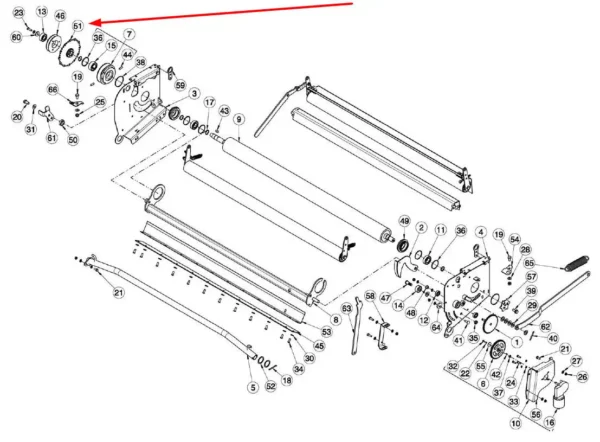 Oryginalny zespół napędu hamulca tarczowego, o numerze katalogowym ANT00091, stosowany w prasach marki McHale.-schemat