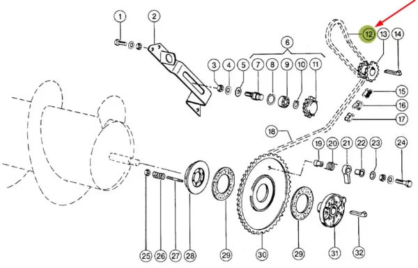 Łańcuch rolkowy RE317 x 55 rolek, o numerze katalogowym 650191, stosowany w kombajnach zbożowych marki Claas.-schemat