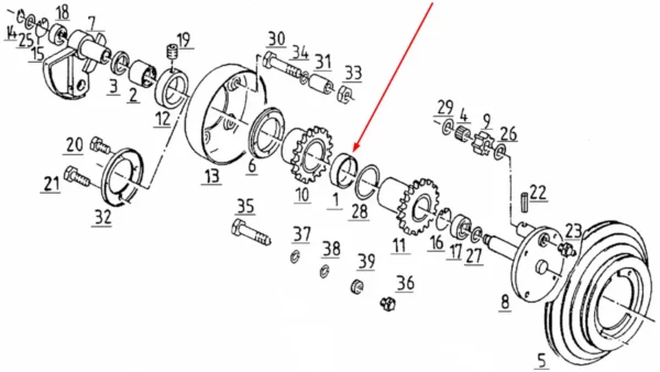 Oryginalna tulejka ślizgowa mechanizmy wiązania sznurka, o wymiarach 55 x 60 x 15 mm i numerze katalogowym 5595/005-06-102, stosowana w prasach marki Unia.-schemat
