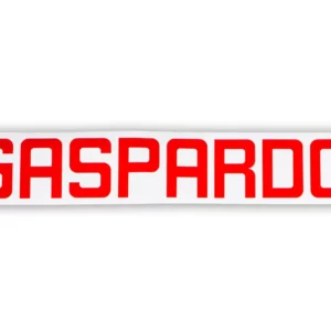 Oryginalna naklejka "Gaspardo" o wymiarach 481 x 91 mm i numerze katalogowym F20010214R