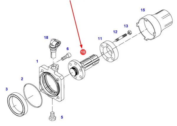 Adapter tylnego WOM 1 3/8" 6 frezów, o numerze katalogowym 926150220031, stosowany w ciągnikach rolniczych marek Fendt, Massey Ferguson oraz Challenger.-schemat