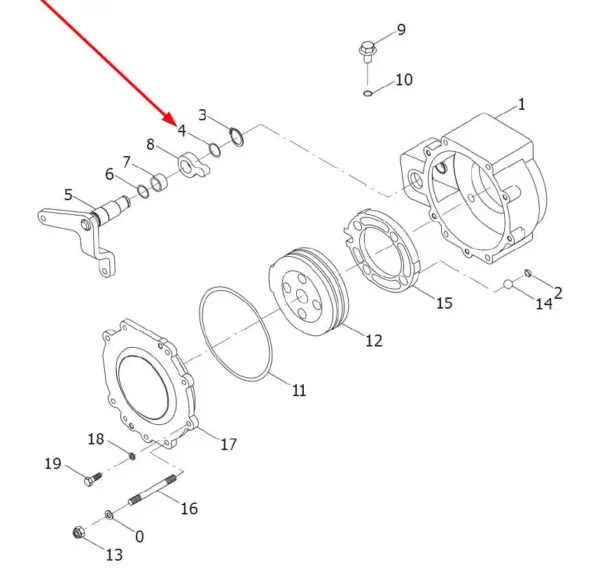 Oryginalny pierścień oring pompy hydraulicznej, o wymiarach 18 x 2.65 mm i numerze katalogowym GBT3452.1-18.0X2, stosowany w ciągnikach rolniczych marek Arbos oraz Lovol schemat.