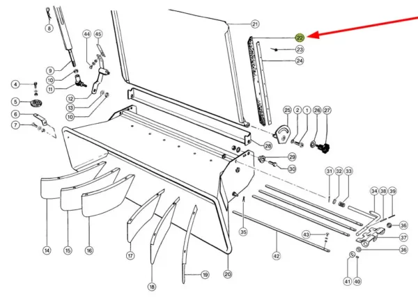 Oryginalna osłona gumowa, o wymiarach 60 x 3 x 450 mm i numerze katalogowym 061855.0, stosowana w kombajnach zbożowych marki Claas.-schemat