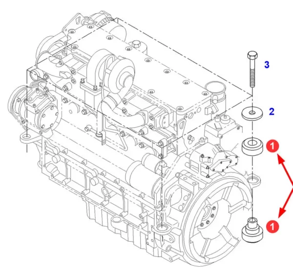Oryginalna poduszka silnika, o numerze katalogowym H411201010100, stosowana w ciągnikach rolniczych marki Fendt.-schemat