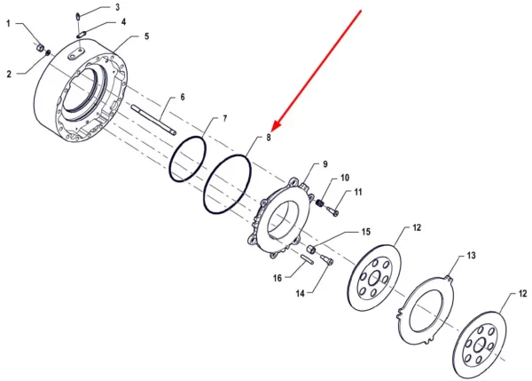Oryginalny pierścień uszczelniający układu hamulcowego, o numerze katalogowym P5S43101108, stosowany w ciągnikach rolniczych marki Arbos.-schemat