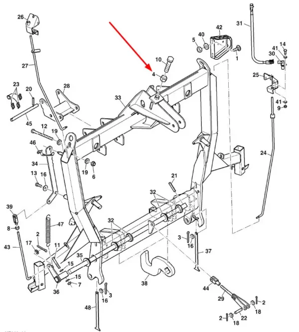 Oryginalna nakrętka 6-kątna o wymiarach M20 x 2.5 mm, klasie twardości 8 i numerze katalogowym 14M7617, stosowana w adapterach do kukurydzy marki Kemper schemat.