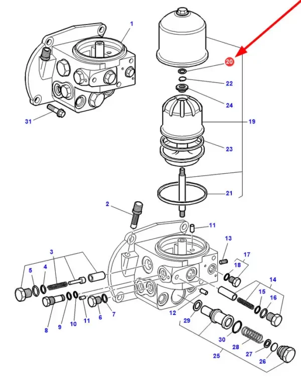 Oryginalny pierścień oring, o wymiarach 11 x 2.6 mm i numerze katalogowym 3901888M1, stosowany w ciągnikach rolniczych marki Massey Ferguson.-schemat