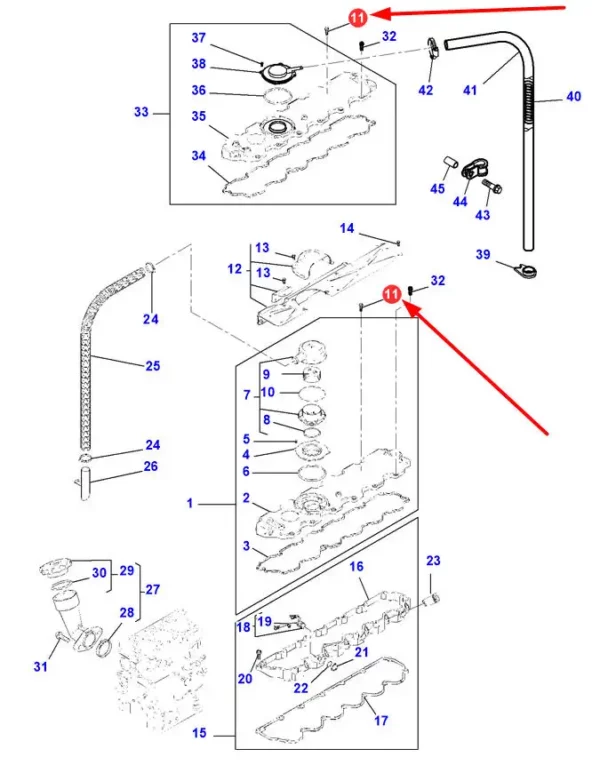 Oryginalna śruba 6-kątna z kołnierzem i niepełnym gwintem, o wymiarach fi8 x M6 x 1.0 x 26 mm i numerze katalogowym 4226322M1, stosowana w ciągnikach rolniczych marki Massey Ferguson.-schemat