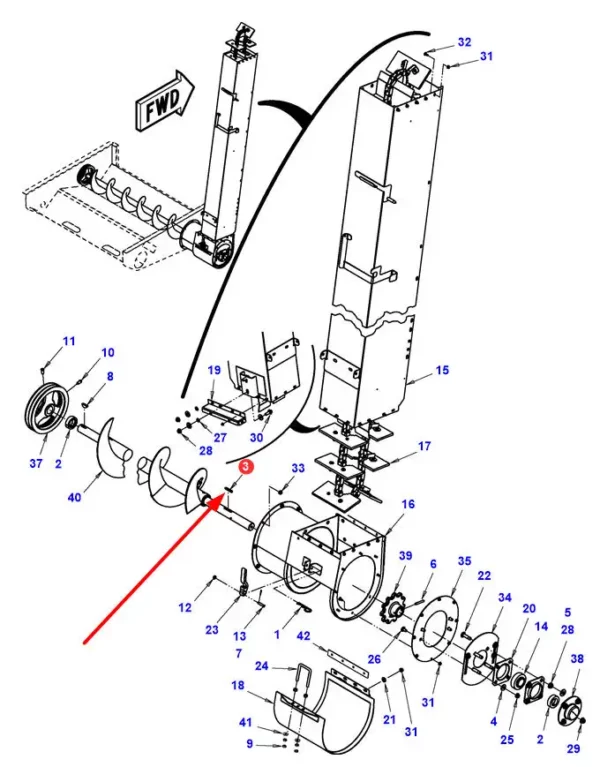 Oryginalny wpust pryzmatyczny, o wymiarach 6.4 x 45 mm i numerze katalogowym 61101, stosowany w kombajnach zbożowych marek Massey Ferguson, Fendt, Challenger oraz Valtra.-schemat