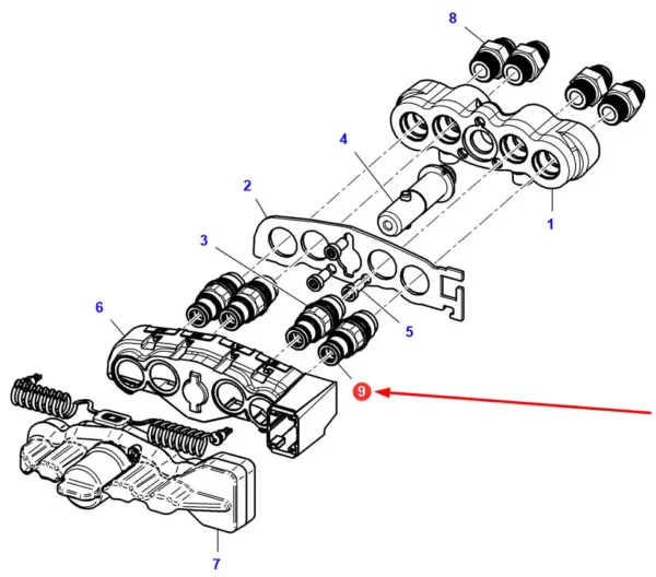 Oryginalny zestaw pierścieni oring, o numerze katalogowym ACP0857500, stosowany w ładowarkach marek Massey Ferguson oraz Fendt.-schemat