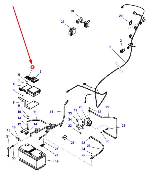 Oryginalna naklejka informacyjna, o numerze katalogowym ACW0228760, stosowana w ciągnikach rolniczych marki Massey Ferguson, Challenger oraz Valtra.-schemat