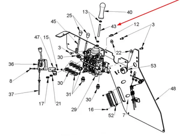 Oryginalna śruba dwustronna z pełnym gwintem mocowania joysticka, o wymiarach M10 x 1.5 x 100 mm i numerze katalogowym C272097, stosowana w ładowarkach marki MultiOne.-schemat