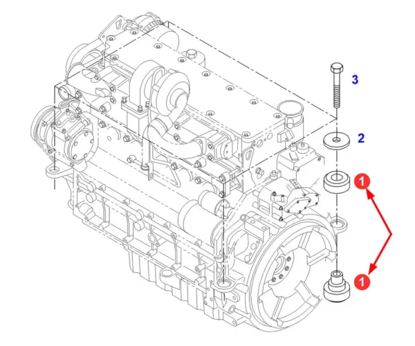 Oryginalna poduszka silnika o numerze katalogowym H835201010101, stosowana w ciągnikach rolniczych marki Fendt schemat.