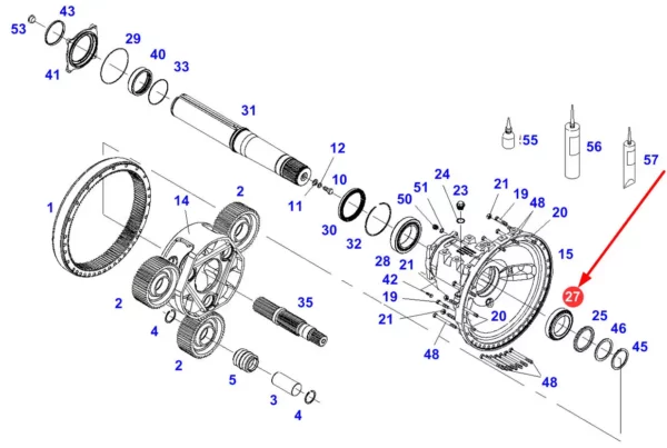 Oryginalne łożysko stożkowe tylnego mostu o wymiarach 100 x 150 x 32 i numerze katalogowym 32020, stosowane w ciągnikach rolniczych marek Fendt, Massey Ferguson, Challenger oraz Valtra.-schemat