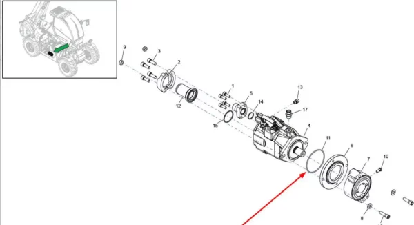 Pierścień oring o wymiarach 113.89 x 3.53mm i numerze katalogowym OR11389353P001, stosowany jako zamiennik w ładowarkach marki Faresin schemat.